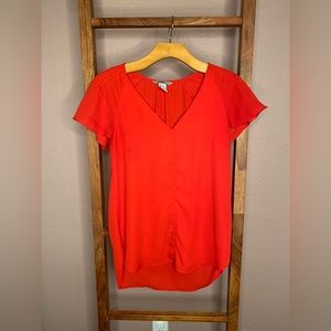H&M Red V-neck Blouse | US 6